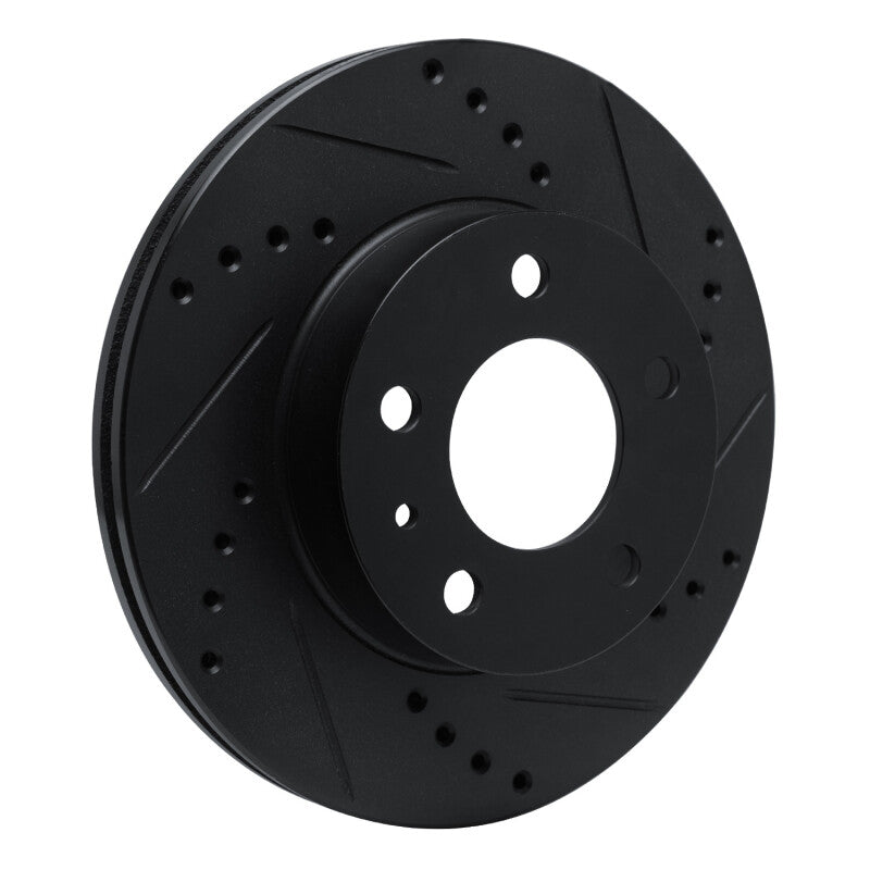 R1 Concepts R1 82-90 Volvo 740 Front Right Drilled & Slotted Black Brake Rotor