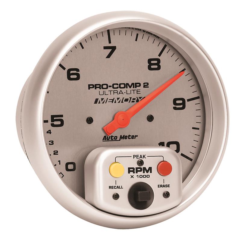 Autometer Ultra-Lite 5 inch 10K RPM In Dash Dual Range w/ Memory Tachometer