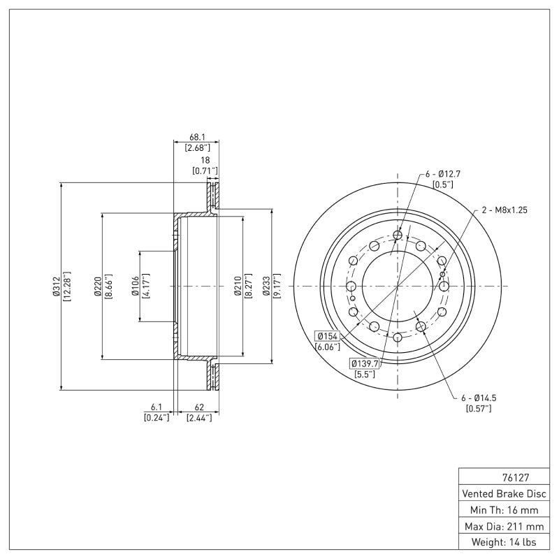 DFC 01-09 Lexus GX470 Rear Brake Rotor