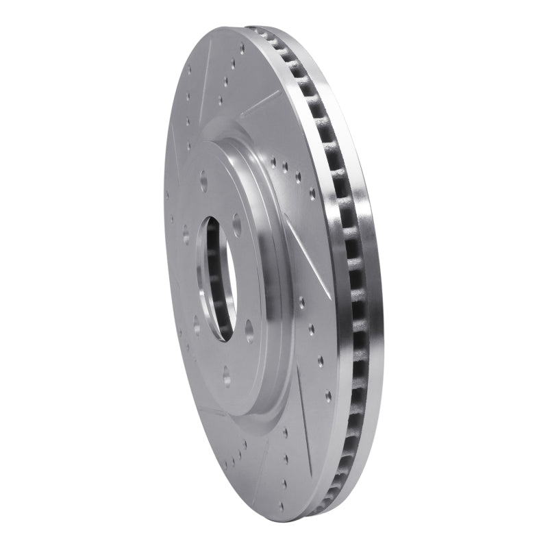 R1 Concepts R1 07-24 Infiniti QX56 Front Left Drilled & Slotted Silver Brake Rotor