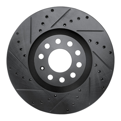 R1 Concepts R1 98-09 Audi A4 (Mexico) Front Left Drilled & Slotted Black Brake Rotor