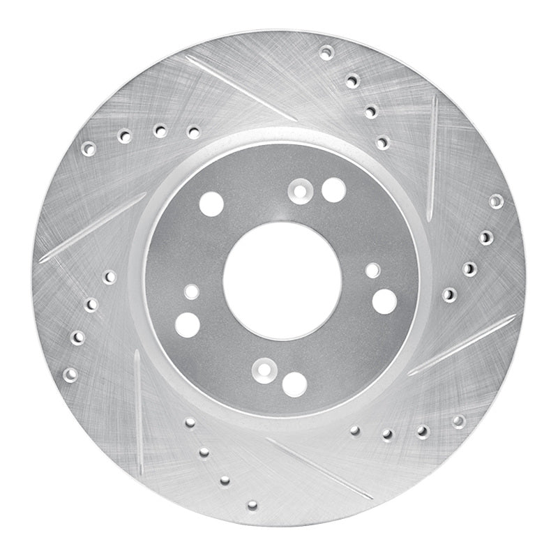 R1 Concepts R1 03-17 Acura ILX Front Right Drilled & Slotted Silver Brake Rotor