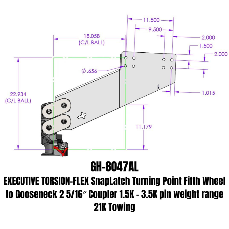GEN-Y Hitch Gen-Y Executive Torsion-Flex Turning Point 5th Wheel to Gooseneck 2-5/16in Coupler (1.5K-3.5K PW)
