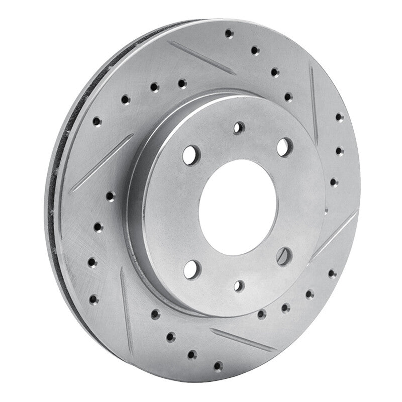 R1 Concepts R1 85-91 Dodge 2000 GTX Front Right Drilled & Slotted Silver Brake Rotor