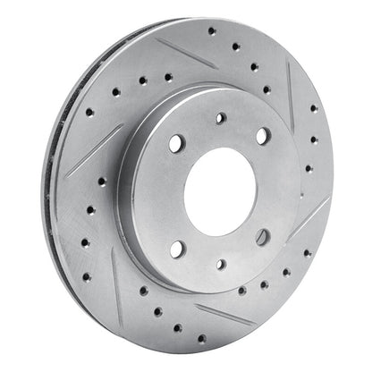 R1 Concepts R1 85-91 Dodge 2000 GTX Front Right Drilled & Slotted Silver Brake Rotor