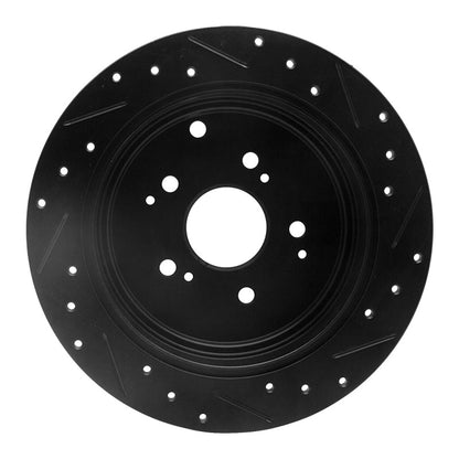 R1 Concepts R1 01-08 Acura MDX Rear Left Drilled & Slotted Black Brake Rotor