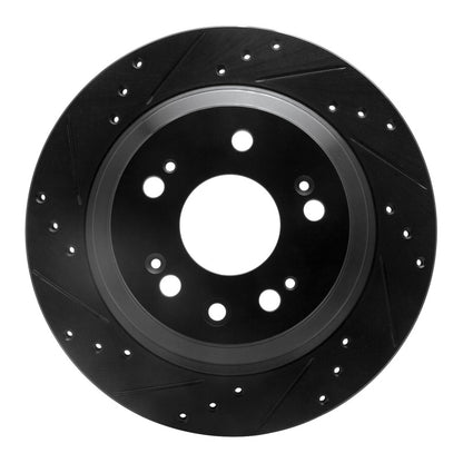 R1 Concepts R1 05-12 Acura RL Rear Left Drilled & Slotted Black Brake Rotor
