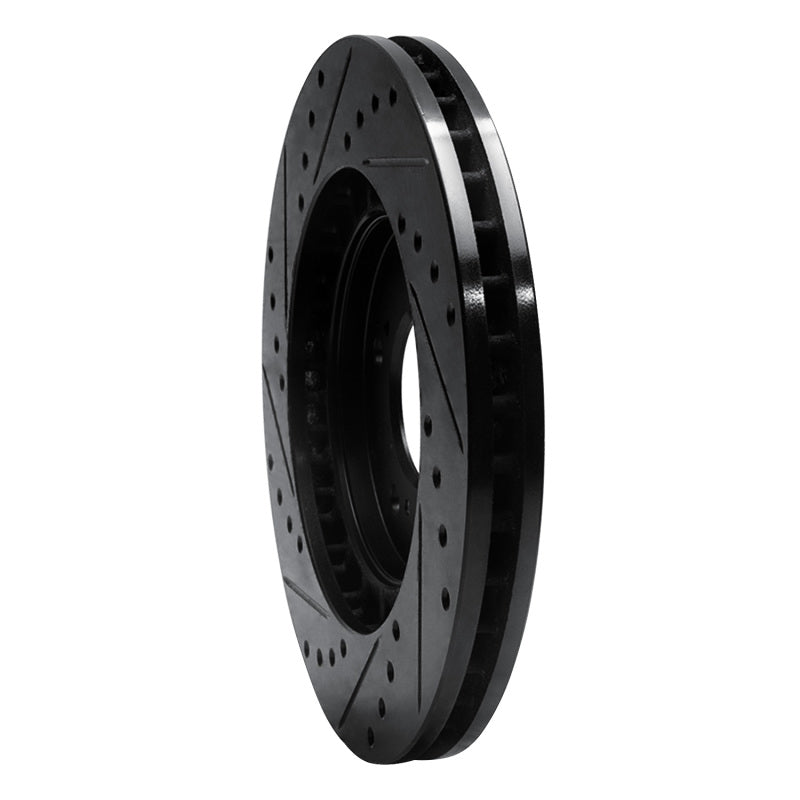 R1 Concepts R1 97-05 Acura NSX Front Right Drilled & Slotted Black Brake Rotor