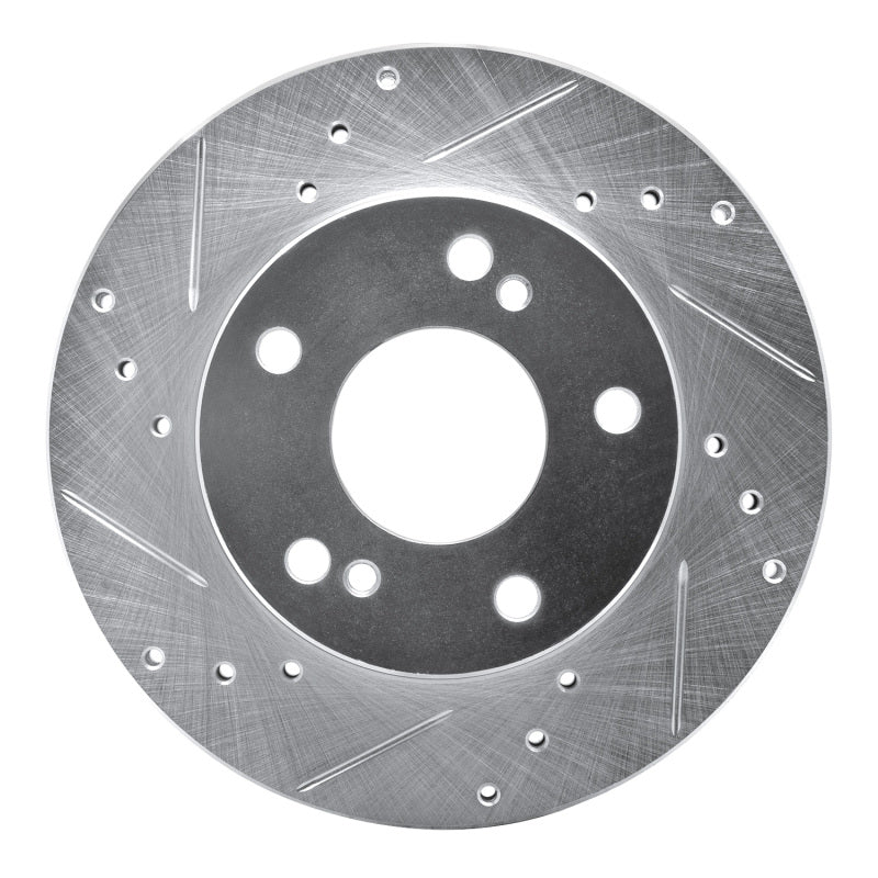 R1 Concepts R1 96-98 Nissan 240SX Front Left Drilled & Slotted Silver Brake Rotor