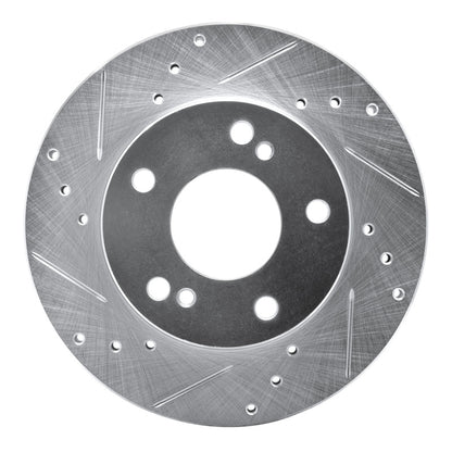 R1 Concepts R1 96-98 Nissan 240SX Front Left Drilled & Slotted Silver Brake Rotor
