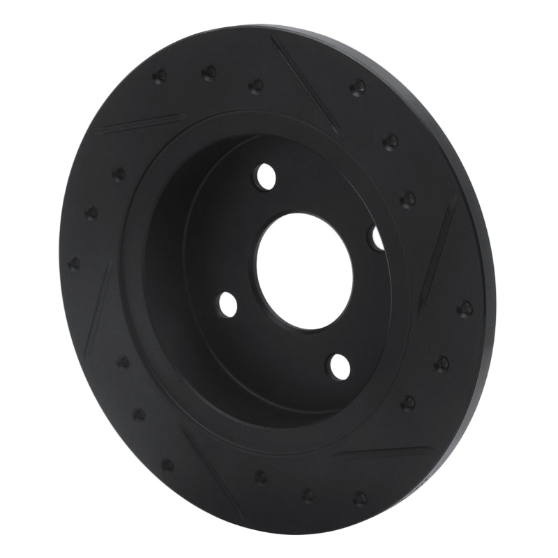 R1 Concepts R1 91-98 Saturn SC2 Rear Left Drilled & Slotted Black Brake Rotor