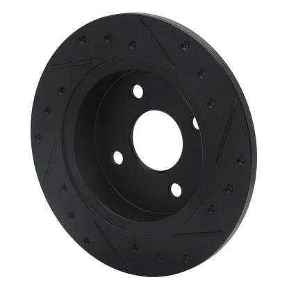 R1 Concepts R1 91-98 Saturn SC2 Rear Left Drilled & Slotted Black Brake Rotor