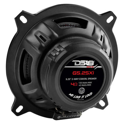 DS18 5.25in 45Watts RMS 4 ohm 2-Way Coaxial Speaker System Universal Fit