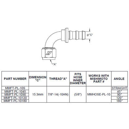 Mishimoto 120-Degree Push Lock Fitting -10AN
