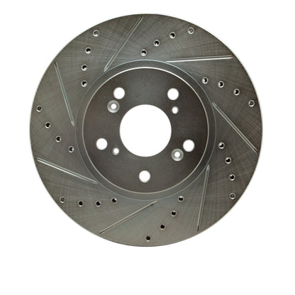 R1 Concepts R1 04-08 Acura TL Front Left Drilled & Slotted Silver Brake Rotor