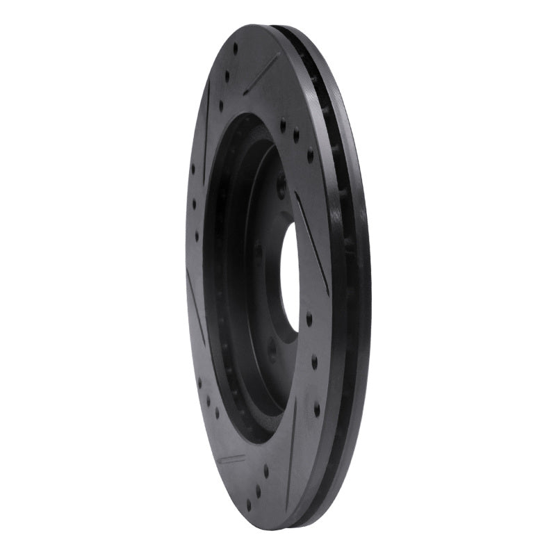 R1 Concepts R1 00-06 Ford Thunderbird Rear Right Drilled & Slotted Black Brake Rotor