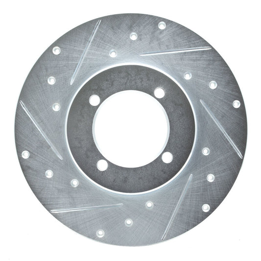 R1 Concepts R1 74-78 Nissan 260Z Front Left Drilled & Slotted Silver Brake Rotor