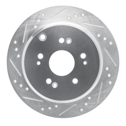 R1 Concepts R1 05-18 Acura RDX Rear Left Drilled & Slotted Silver Brake Rotor