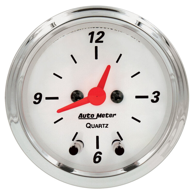 Autometer Arctic White 2-1/6in 12 Hour Analog Clock Gauge