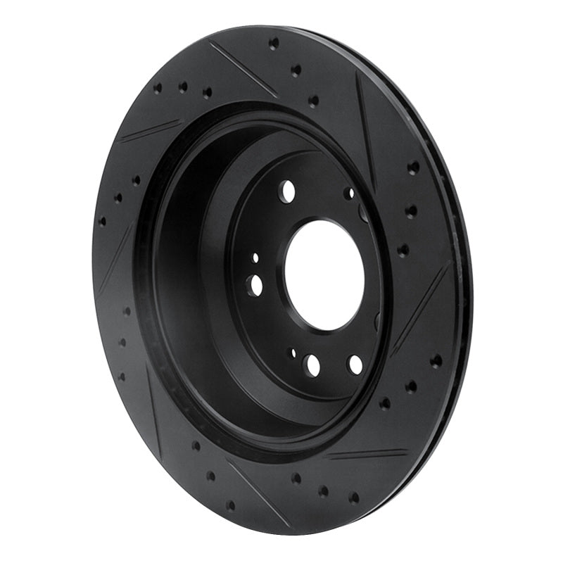 R1 Concepts R1 05-12 Acura RL Rear Left Drilled & Slotted Black Brake Rotor