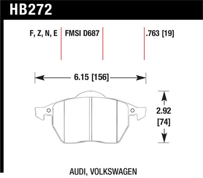 Hawk Performance Hawk 00-06 Audi TT/TT Quattro / 96-06 VW (Various) HPS Street Front Brake Pads