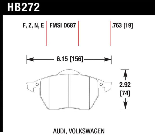 Hawk Performance Hawk 00-06 Audi TT/TT Quattro / 96-06 VW (Various) HPS Street Front Brake Pads