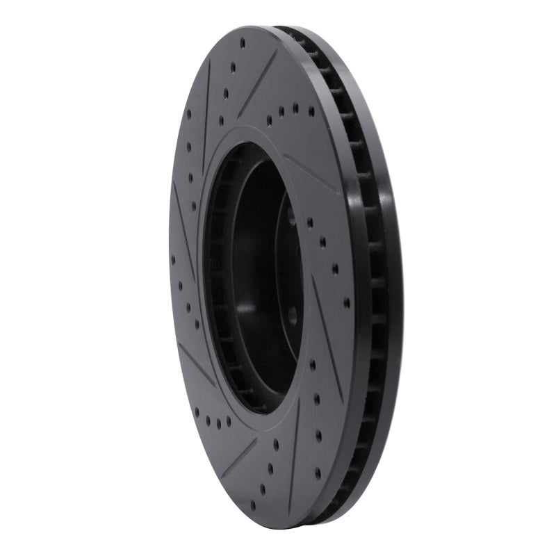 R1 Concepts R1 06-21 Subaru Legacy Front Right Drilled & Slotted Black Brake Rotor