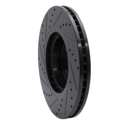 R1 Concepts R1 06-21 Subaru Legacy Front Right Drilled & Slotted Black Brake Rotor