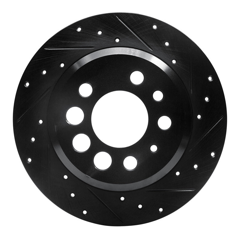R1 Concepts R1 74-95 Volvo 244 Rear Right Drilled & Slotted Black Brake Rotor