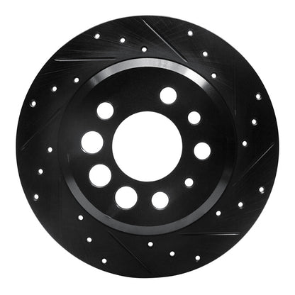 R1 Concepts R1 74-95 Volvo 244 Rear Right Drilled & Slotted Black Brake Rotor
