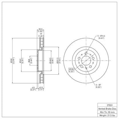 DFC 04-07 Volvo S60/V70 Front Brake Rotor
