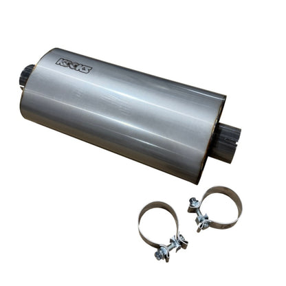 Kooks Headers Kooks 3in Oval Clamp In Center/Center Muffler 18in Long Body Polished Stainless Steel