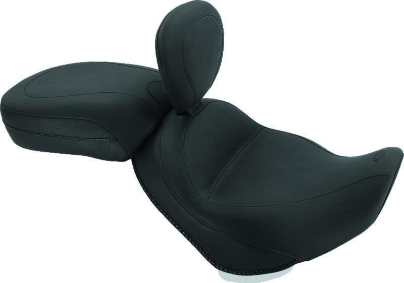 Mustang Motorcycle Mustang 02-08 Triumph America,03-08 Speedmaster, Std Touring 2PC Seat w/Driver Backrest - Black