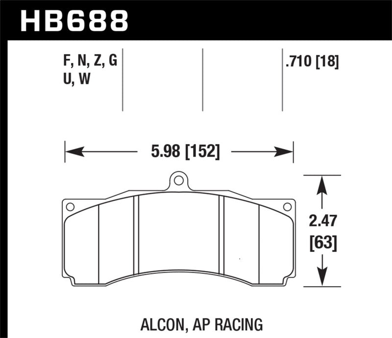 Hawk Performance Hawk AP Racing/Alcon Performance Ceramic Racing Front Brake Pads w/0.710in Thickness