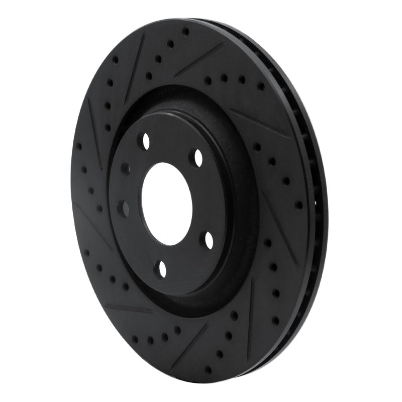 R1 Concepts R1 04-09 Audi S4 Rear Left Drilled & Slotted Black Brake Rotor
