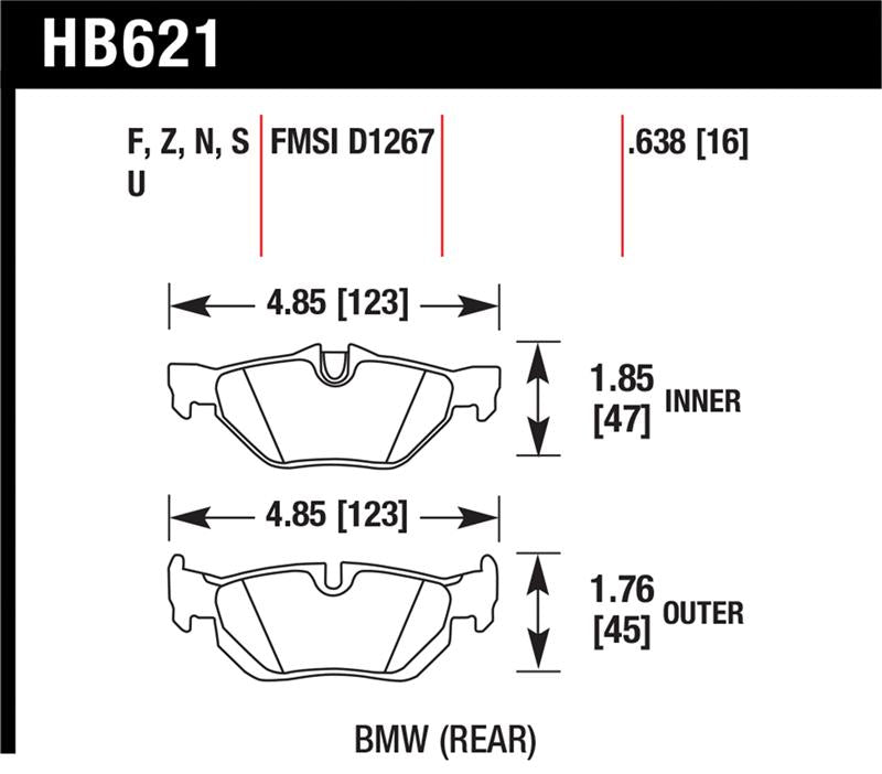 Hawk Performance Hawk 08-11 BMW 128i / 10 BMW 323i / 07-11 BMW 328i / 07-11 BMW 328XI HPS Street Rear Brake Pads