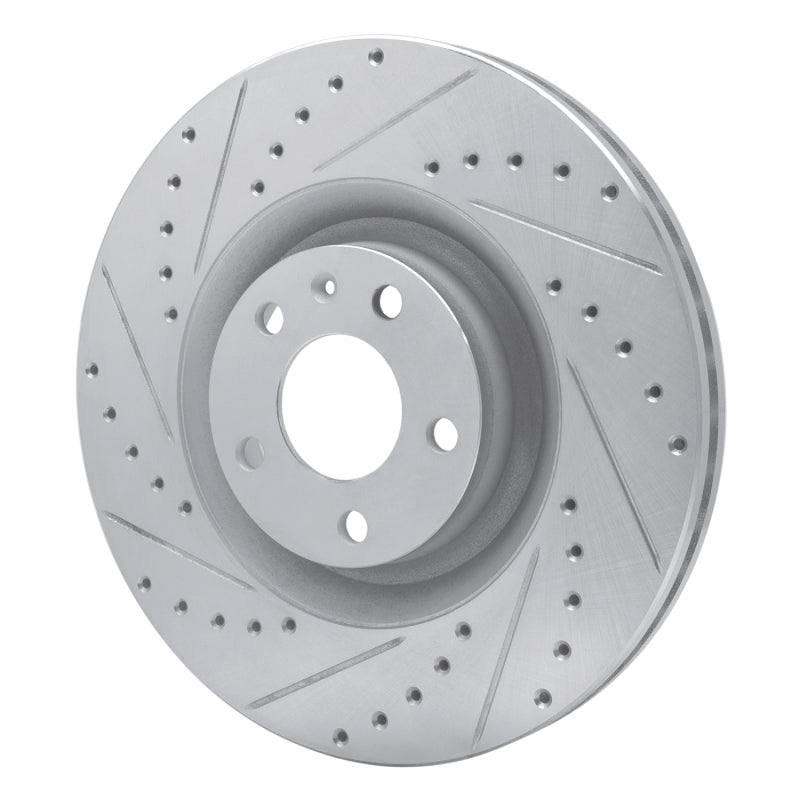 R1 Concepts R1 04-09 Audi S4 Front Left Drilled & Slotted Silver Brake Rotor