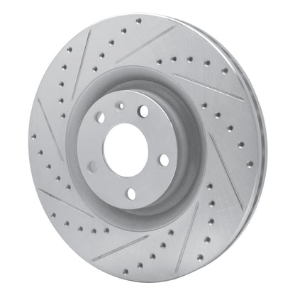 R1 Concepts R1 04-09 Audi S4 Front Left Drilled & Slotted Silver Brake Rotor