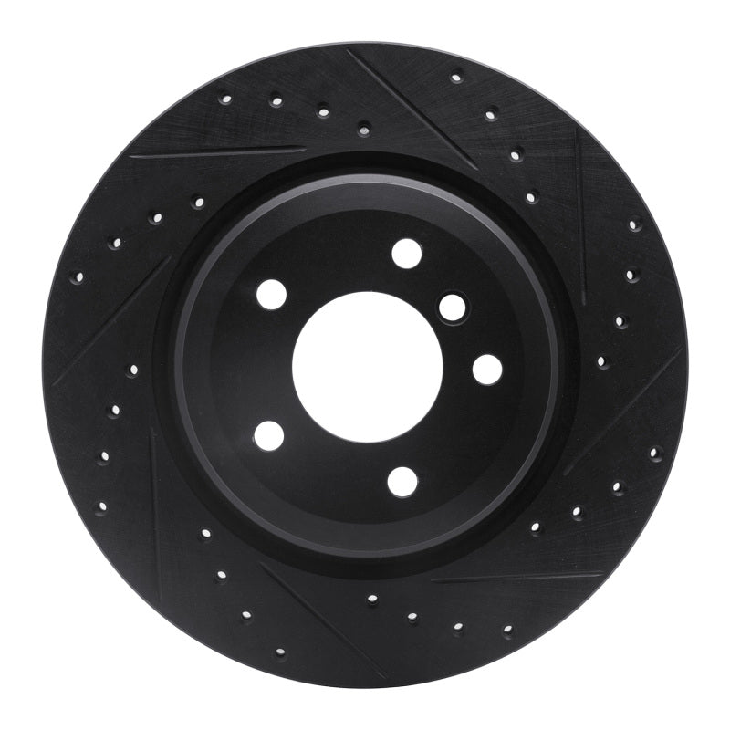 R1 Concepts R1 06-15 BMW 335XI Rear Right Drilled & Slotted Black Brake Rotor