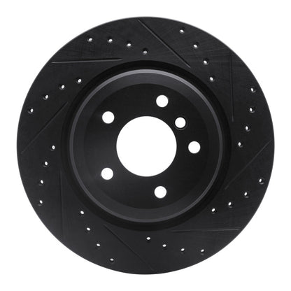 R1 Concepts R1 06-15 BMW 335XI Rear Right Drilled & Slotted Black Brake Rotor