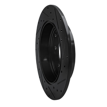 R1 Concepts R1 06-14 Honda Ridgeline Rear Left Drilled & Slotted Black Brake Rotor