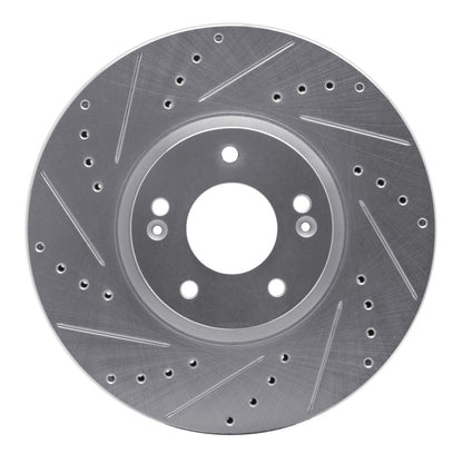 R1 Concepts R1 07-12 Hyundai Veracruz Front Left Drilled & Slotted Silver Brake Rotor