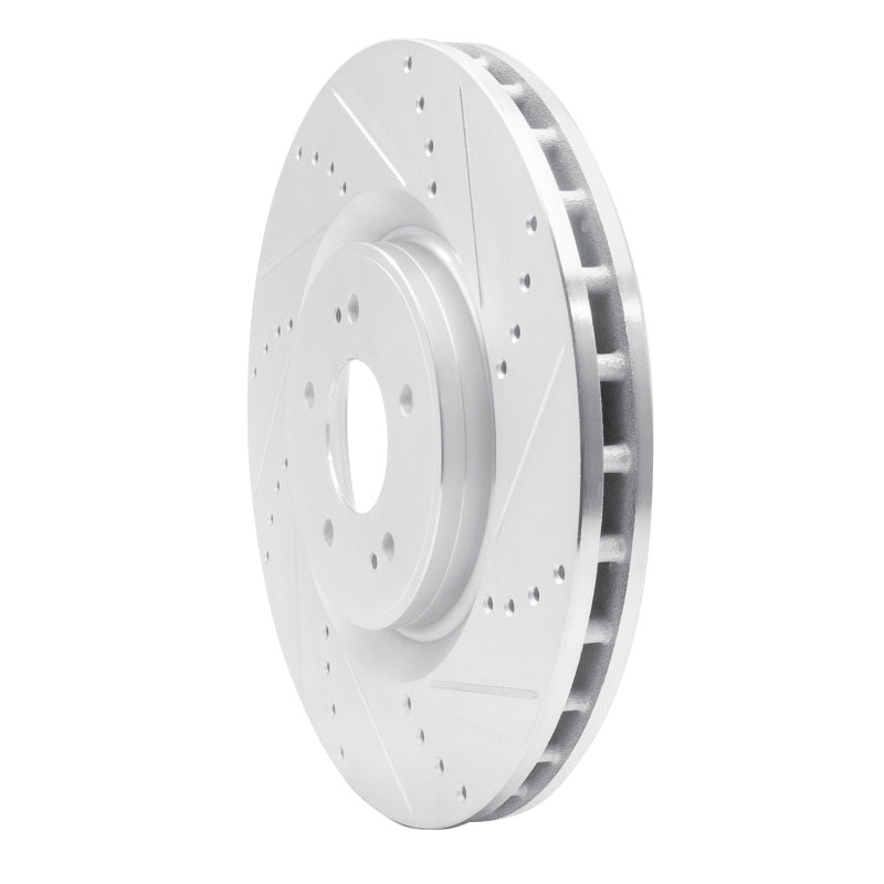R1 Concepts R1 08-15 Mitsubishi Lancer Front Right Drilled & Slotted Silver Brake Rotor
