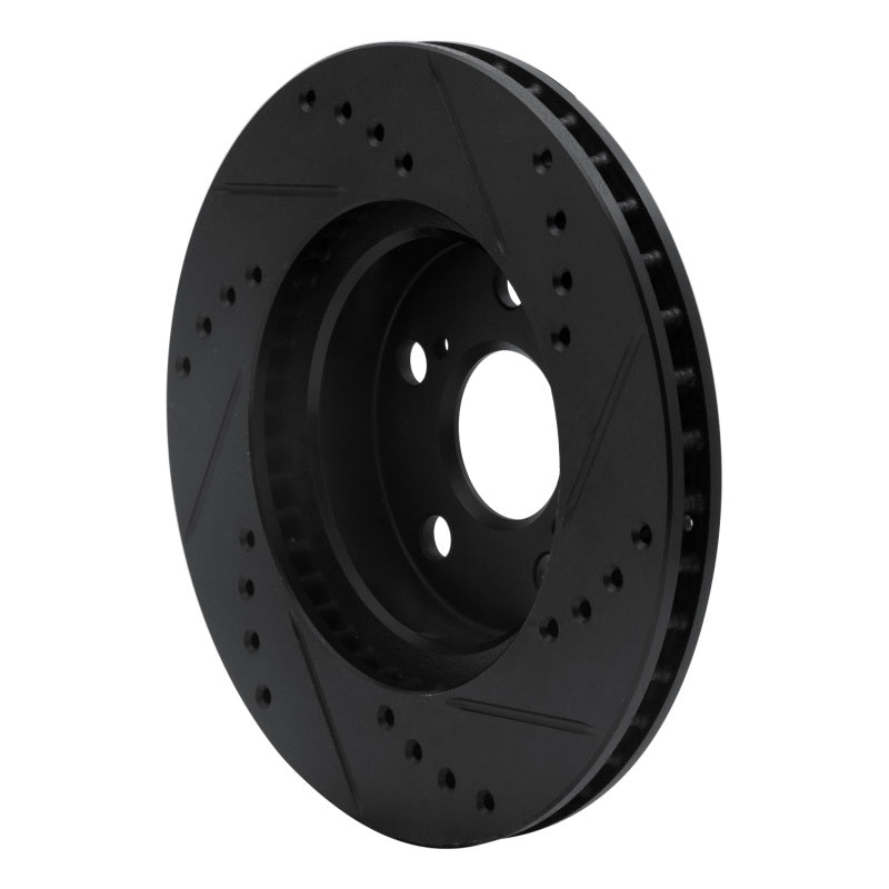 R1 Concepts R1 04-09 Toyota Prius Front Left Drilled & Slotted Black Brake Rotor