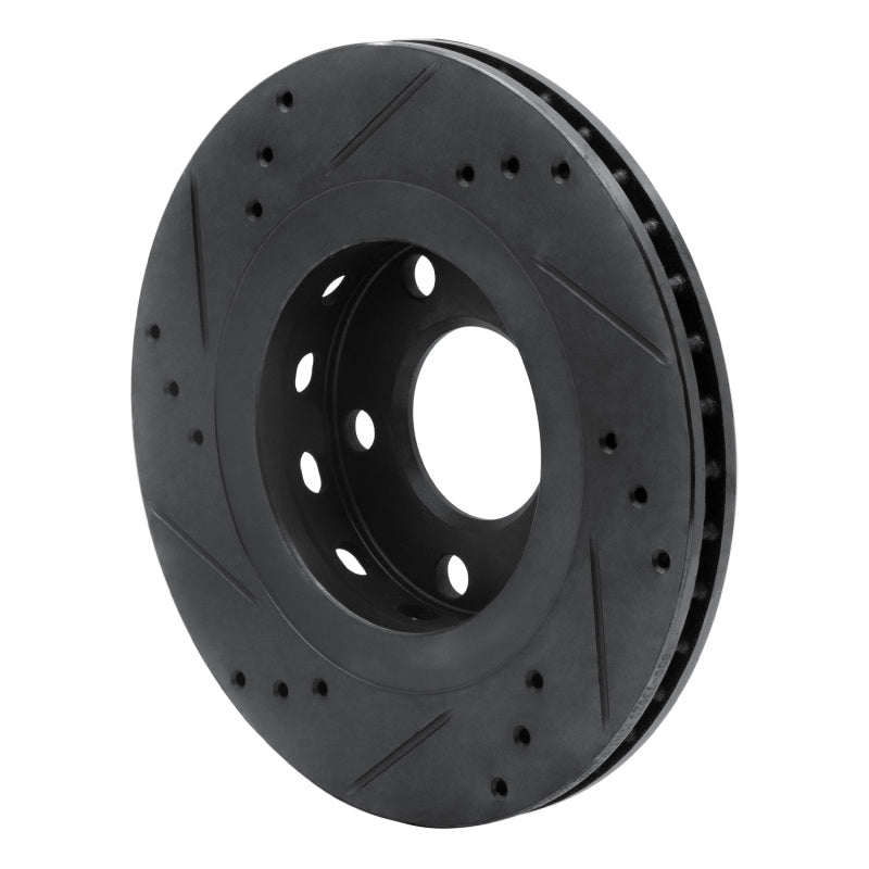 R1 Concepts R1 00-03 Audi A8 Rear Right Drilled & Slotted Black Brake Rotor