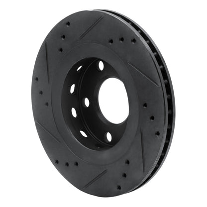 R1 Concepts R1 00-03 Audi A8 Rear Right Drilled & Slotted Black Brake Rotor