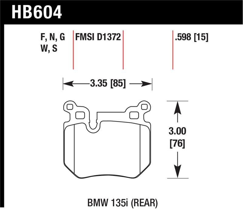 Hawk Performance Hawk BMW 135i DTC-30 Race Rear Brake Pads