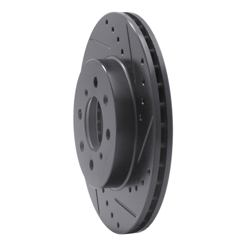 R1 Concepts R1 89-96 Nissan 240SX Front Right Drilled & Slotted Black Brake Rotor
