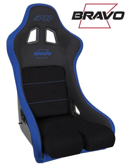 PRP Seats PRP Bravo Composite Seat- Black/Blue (PRP Blue Outline/Bravo Blue- Blue Stitching)