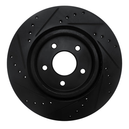 R1 Concepts R1 19-24 Infiniti QX50 Rear Right Drilled & Slotted Black Brake Rotor